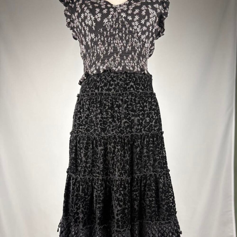 Express black lace tiered midi